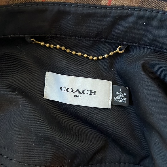 Coach men’s plaid black/tan/red heavy wool button down shirt, size Large - Picture 7 of 11